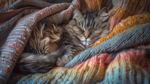 La siesta acogedora del gato