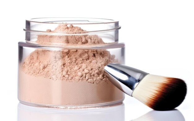 Foto sifter jar setting powder auf weißem hintergrund