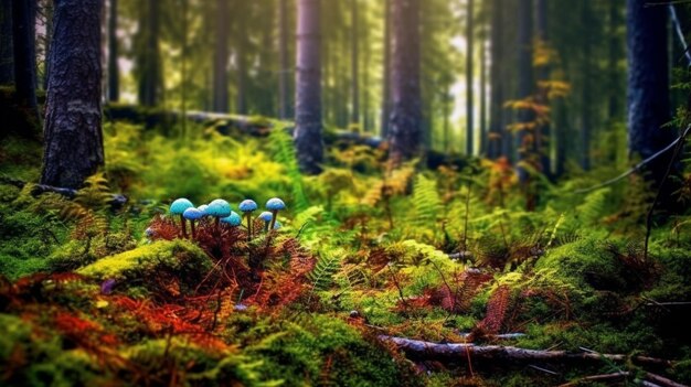 Foto el significado de la vida en los colores de un bosque