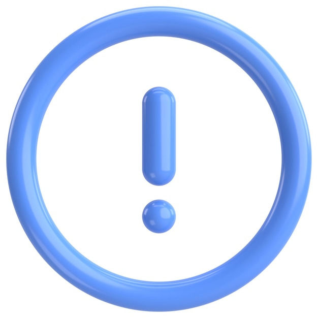 Signo de advertencia Icono de notificación Ilustración en 3D