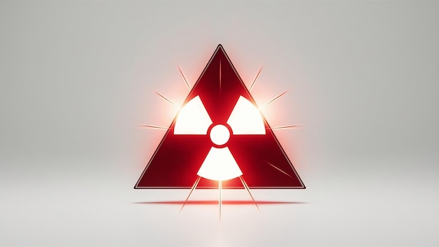Foto signo de advertencia de peligro de radiación nuclear aislado en fondo blanco