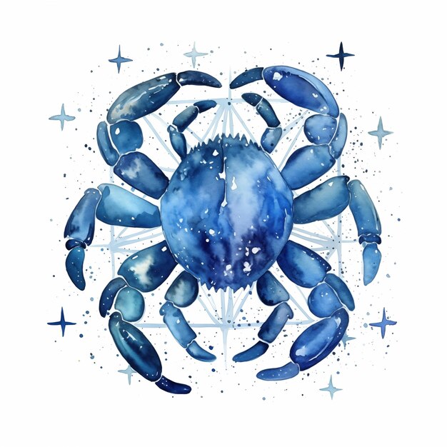 Signo astrológico Áries Signo do zodíaco do céu estrelado Áries A cor é azul ilustração de aquarela