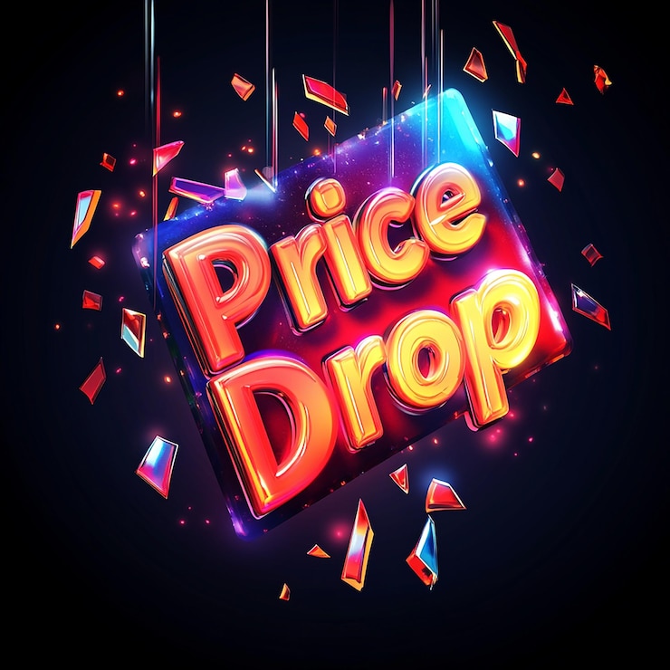 Foto signo de caída de precios letras 3d coloridas formas que caen