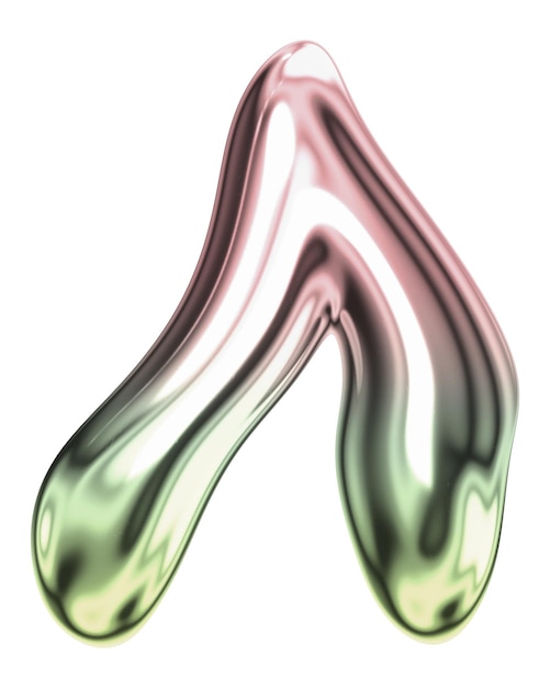 Signo circunflexo png holográfico símbolo de cromo fluido fondo transparente