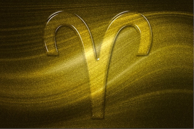 Foto signo de áries, fundo dourado, horóscopo astrologia fundo, símbolo do horóscopo áries, horóscopo dourado