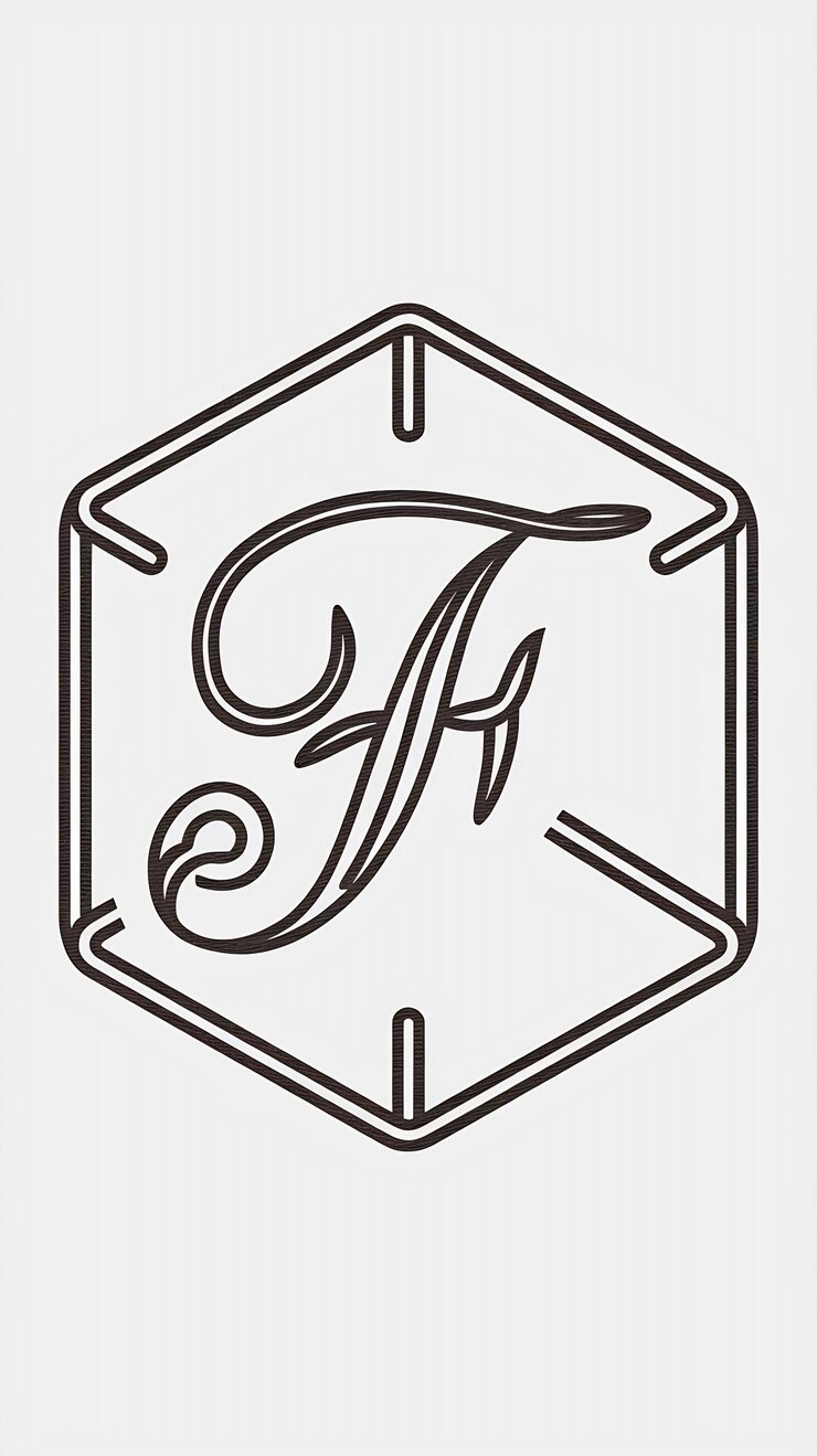 Foto signo de hexágono linear de letra f vintage logotipo de luxo desenho vetorial de ícones
