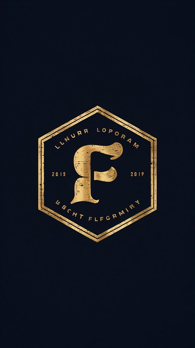 Foto signo de hexágono linear de letra f vintage logotipo de luxo desenho vetorial de ícones