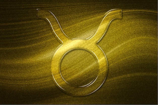 Signo de touro, fundo dourado, Horóscopo Astrologia fundo, Símbolo do horóscopo touro, horóscopo dourado