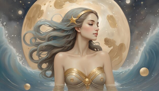 signo do zodíaco Aquário bela mulher de água