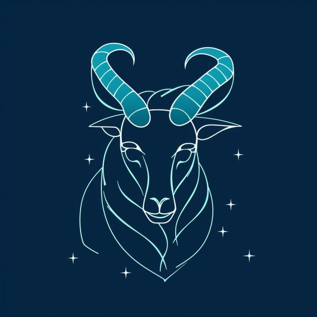 Foto signo do zodíaco do carneiro com um chifre longo e uma estrela generativa ai