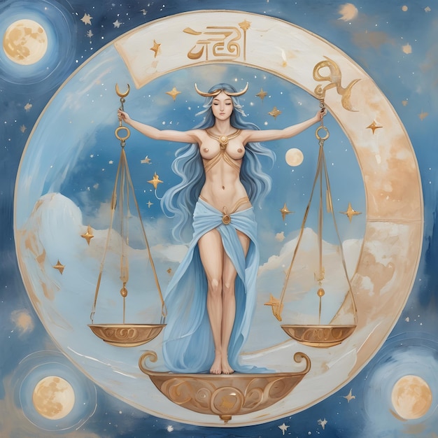 Foto signo do zodíaco libra uma pintura de uma mulher