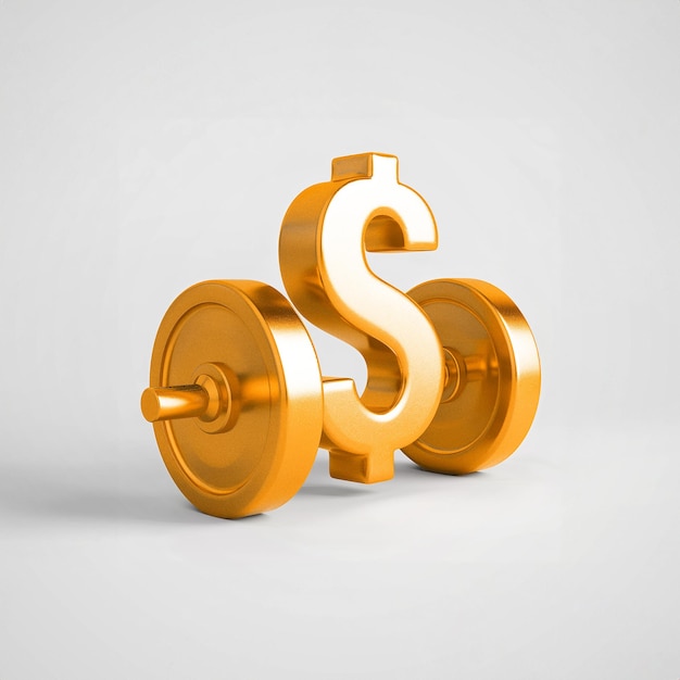 un signo de dólar dorado está en un objeto metálico