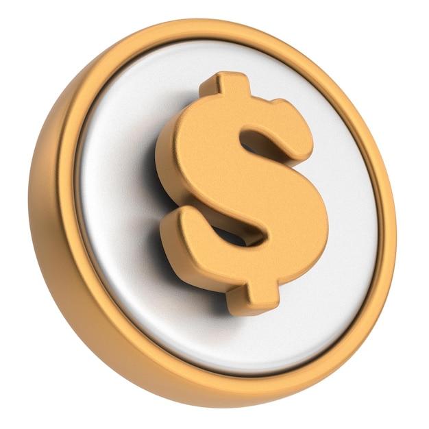 Signo de dólar Moneda 3D Ilustración 3D