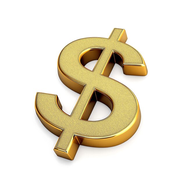 Signo de dólar de oro de 3d