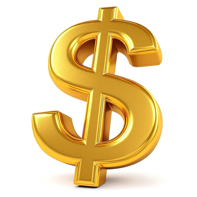 Signo de dólar de oro de 3d