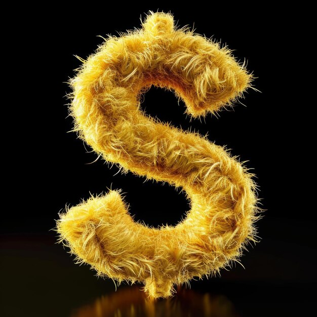 Signo de dólar de piel amarillo aislado en fondo negro