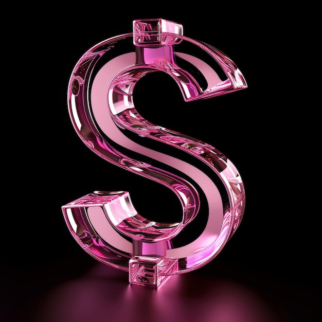 Signo de dólar rosa aislado sobre fondo negro