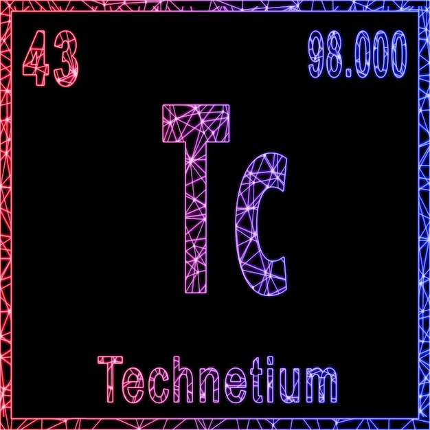 Signo de elemento químico tecnecio con número atómico y peso atómico