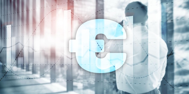 Signo del euro en el fondo del negocio Banner financiero de medios mixtos