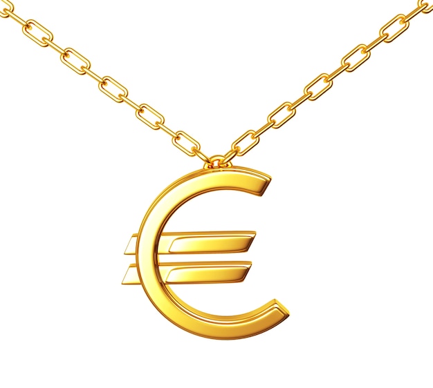 Signo de euro de oro en una cadena