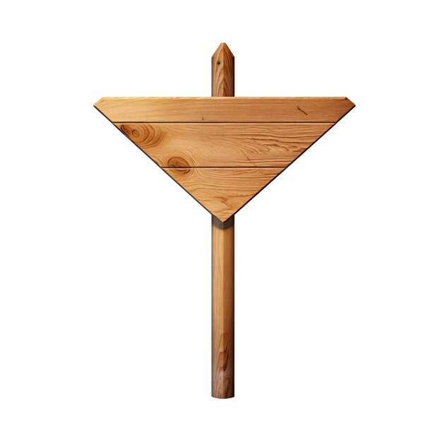 Signo de flecha de madera aislado sobre un fondo transparente