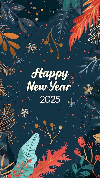 Signo de fondo minimalista dibujado a mano Feliz año nuevo 2025