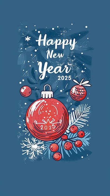 Signo de fondo minimalista dibujado a mano Feliz año nuevo 2025