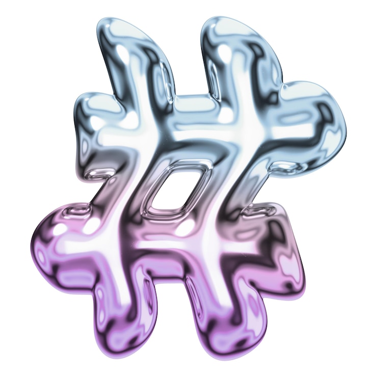 Foto signo de hashtag png holográfico símbolo de cromo fluido fondo transparente