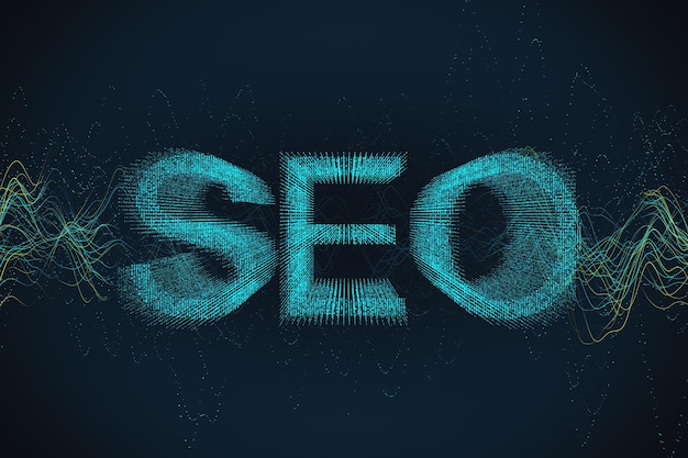 Signo de holograma seo brillante creativo