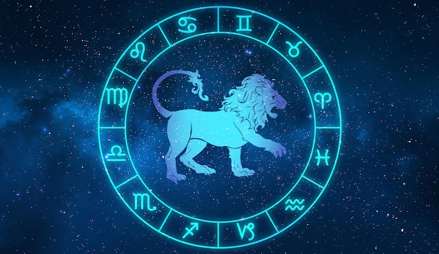 Foto signo del horóscopo leo en el zodiaco doce con estrellas galácticas xdxa