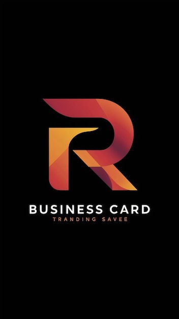 Signo del icono de la letra R con tarjeta de visita de marca