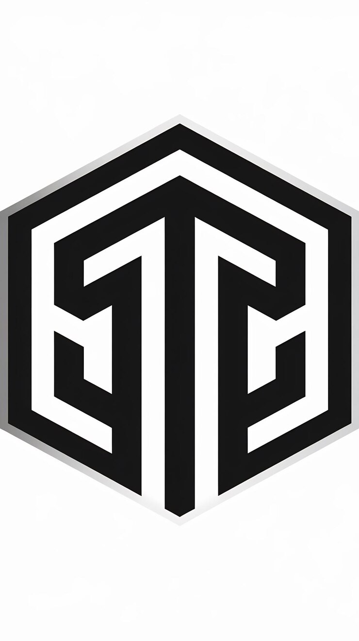 Foto signo del icono de la letra t en el emblema vectorial hexagonal diseño del logotipo de la compañía