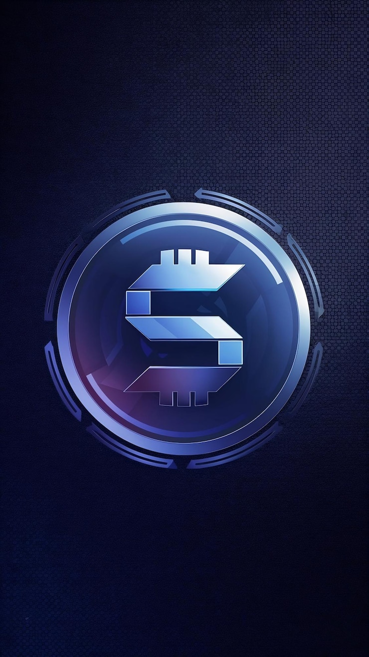 Foto signo del icono del logotipo de la compañía de criptomonedas de la letra s
