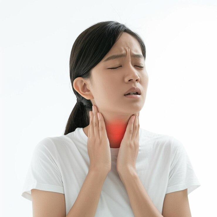 Signo indicador de dolor en la garganta