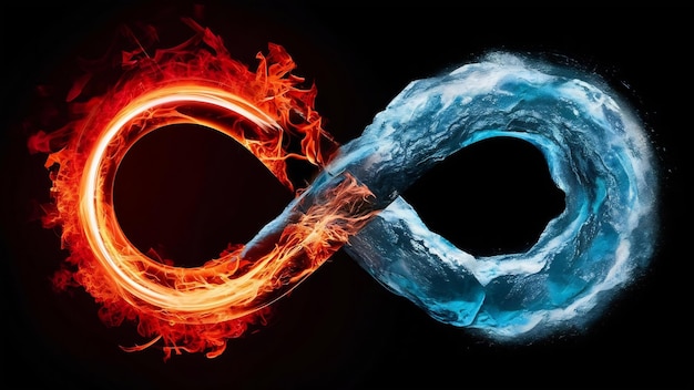 El signo infinito de hielo de fuego aislado