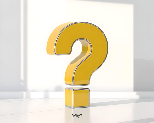 Un signo de interrogación 3D amarillo brillante