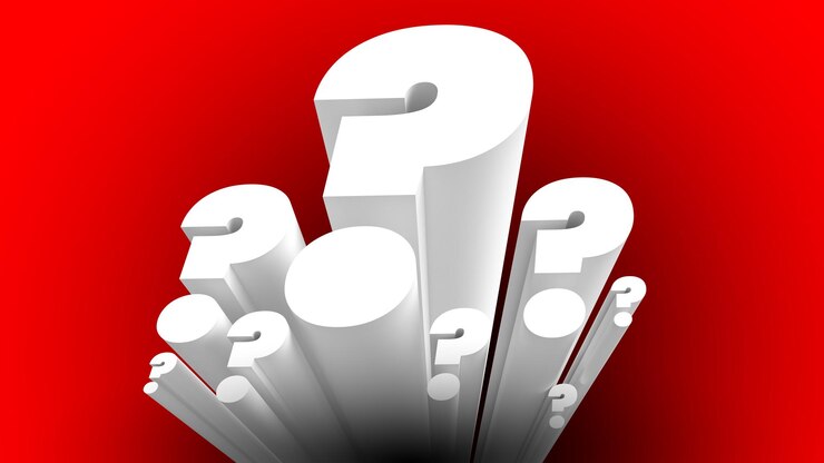 Foto signo de interrogación 3d letras blancas sobre fondo rojo