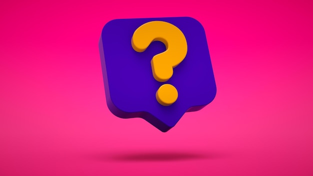 Signo de interrogación 3D realista en la burbuja del habla Tener una pregunta Preguntas frecuentes y signo de pregunta de control de calidad