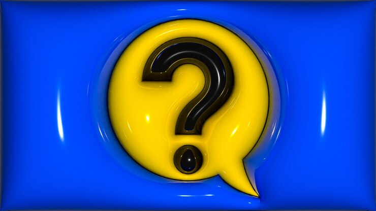 Foto un signo de interrogación amarillo y azul en un fondo azul.