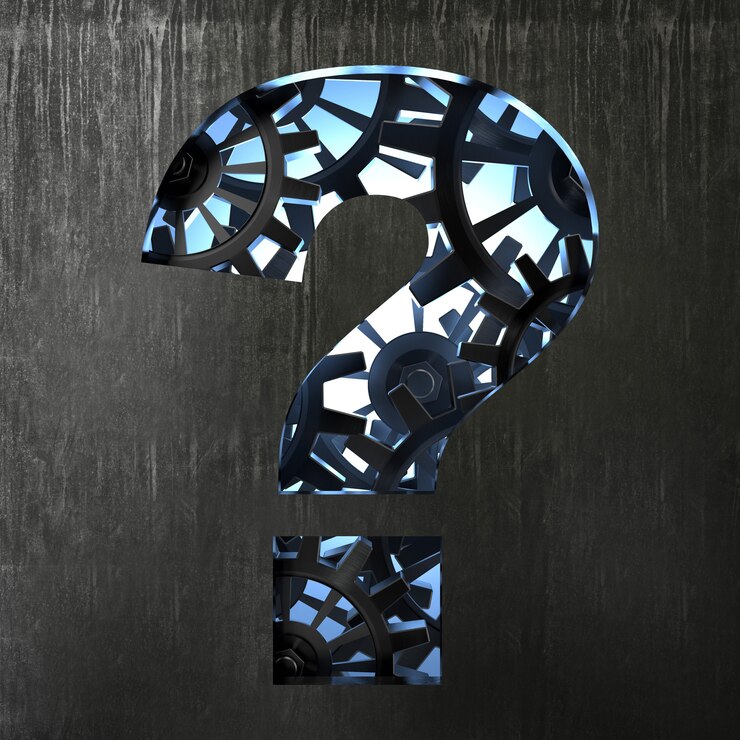 Foto signo de interrogación de engranajes