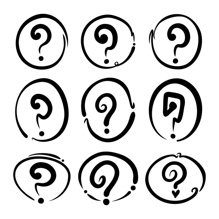 Foto signo de interrogación de garabato y símbolo para presentación de diseño o elementos del sitio web