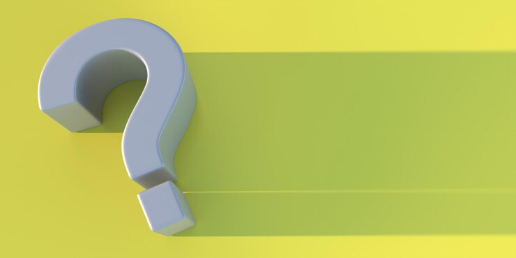 Foto signo de interrogación gris sobre fondo de pared de color limón copia espacio ilustración 3d