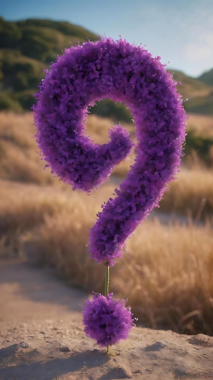Foto el signo de interrogación púrpura