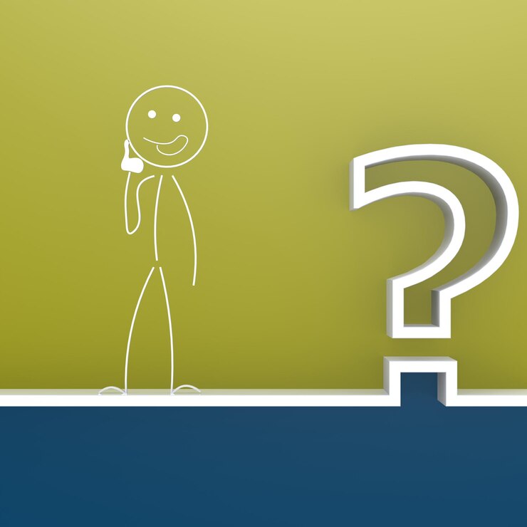 Foto signo de interrogación con títere curioso