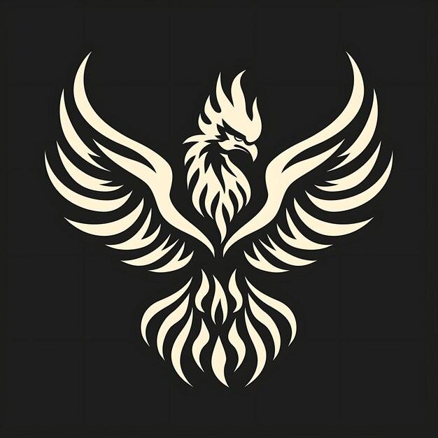 Signo lendário do Clã Fênix com Fênix Rising e Flames F Desenho de Tatuagem de Logotipo Criativo