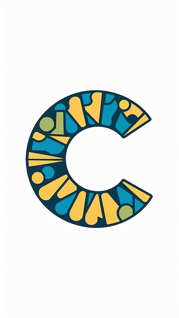 Signo de logotipo de la letra C plana divertida Vector de íconos de elementos de forma abstracta
