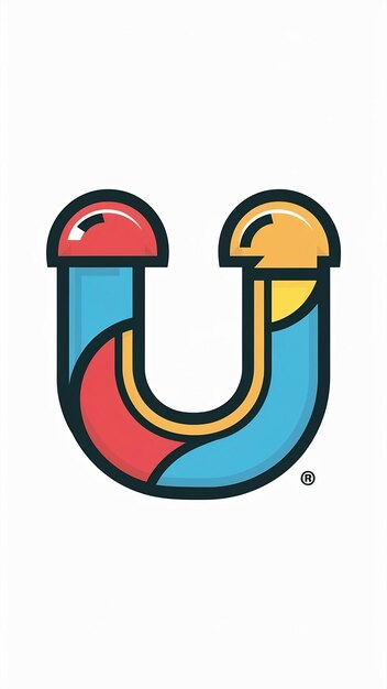 Signo de logotipo de la letra U plana divertida Vector de íconos de elementos de forma abstracta