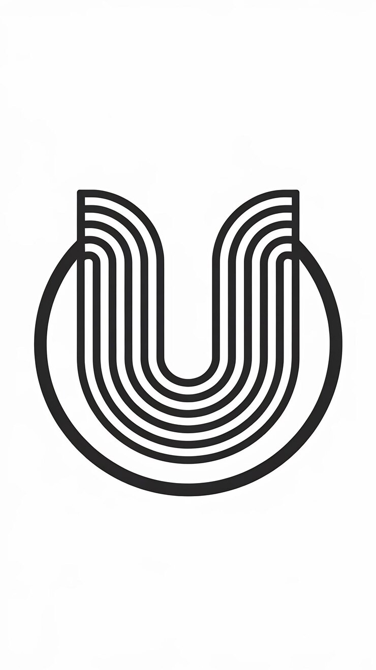 Foto signo de logotipo de la letra u redonda divertida vector de íconos de forma de círculo abstracto