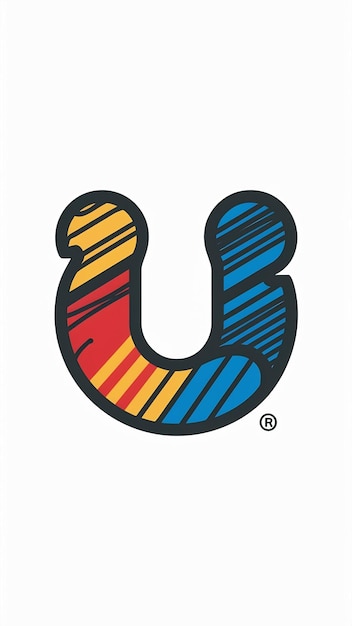 Signo de logotipo de la letra U redonda divertida Vector de íconos de forma de círculo abstracto