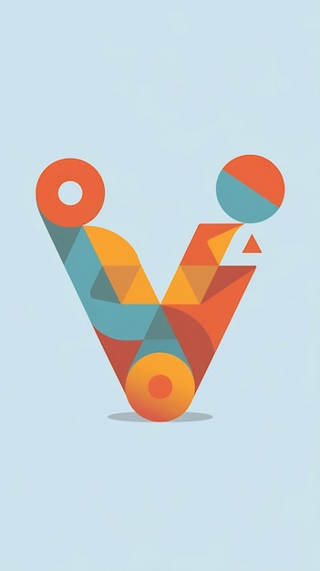 Signo de logotipo de la letra V plana divertida Vector de íconos de elementos de forma abstracta